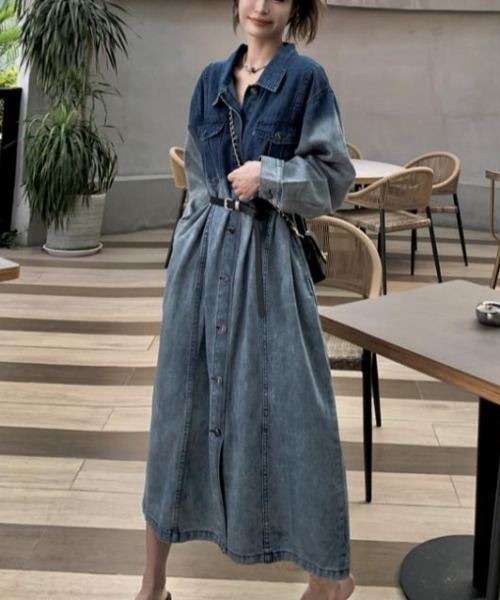 semplice（センプリチェ）の「デニムワンピ【韓国ファッション】（ワンピース・レディース・ブルー・XL/L/M）」の3枚目の写真
