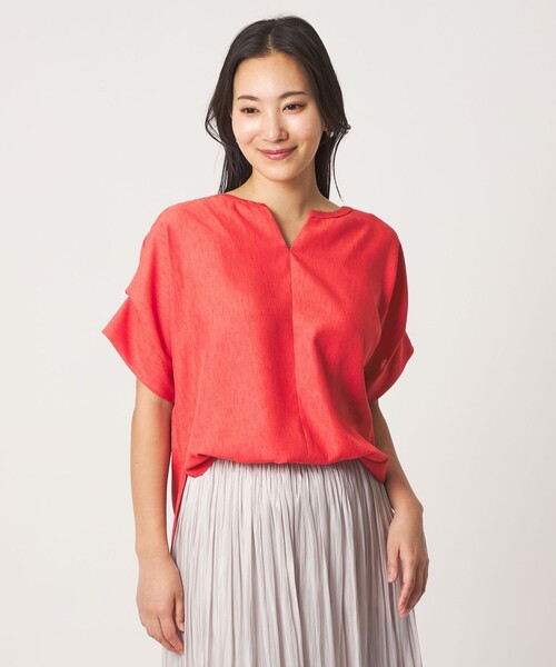 A DAY IN THE LIFE UNITED ARROWS(アデイインザライフユナイテッドアローズ)の「リネンライク キーネック ドルマンブラウス <A DAY IN THE LIFE>(シャツ/ブラウス・レディース・ケリーグリーン/コバルトブルー/オレンジ/ブラック・FREE)」の1枚目の写真