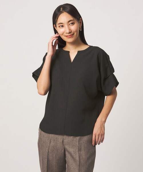 A DAY IN THE LIFE UNITED ARROWS(アデイインザライフユナイテッドアローズ)の「リネンライク キーネック ドルマンブラウス <A DAY IN THE LIFE>(シャツ/ブラウス・レディース・ケリーグリーン/コバルトブルー/オレンジ/ブラック・FREE)」の2枚目の写真