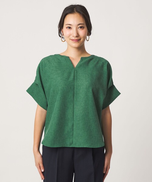 A DAY IN THE LIFE UNITED ARROWS(アデイインザライフユナイテッドアローズ)の「リネンライク キーネック ドルマンブラウス <A DAY IN THE LIFE>(シャツ/ブラウス・レディース・ケリーグリーン/コバルトブルー/オレンジ/ブラック・FREE)」の12枚目の写真