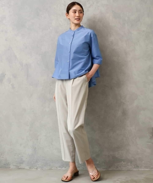 MICHEL KLEIN(ミッシェル・クラン)の「バンドカラーテントラインシャツ(シャツ/ブラウス・レディース・ネイビー/ホワイト・38)」の6枚目の写真