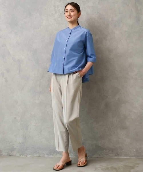 MICHEL KLEIN(ミッシェル・クラン)の「バンドカラーテントラインシャツ(シャツ/ブラウス・レディース・ネイビー/ホワイト・38)」の7枚目の写真