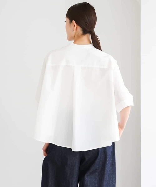 MICHEL KLEIN(ミッシェル・クラン)の「バンドカラーテントラインシャツ(シャツ/ブラウス・レディース・ネイビー/ホワイト・38)」の10枚目の写真