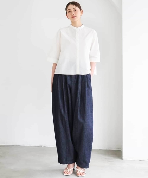 MICHEL KLEIN(ミッシェル・クラン)の「バンドカラーテントラインシャツ(シャツ/ブラウス・レディース・ネイビー/ホワイト・38)」の11枚目の写真