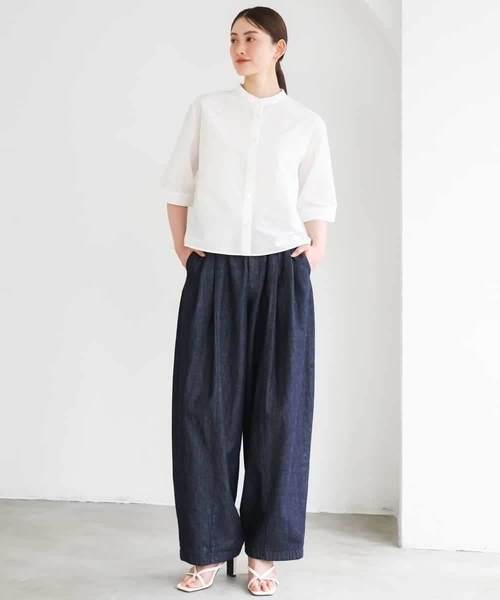 MICHEL KLEIN(ミッシェル・クラン)の「バンドカラーテントラインシャツ(シャツ/ブラウス・レディース・ネイビー/ホワイト・38)」の13枚目の写真