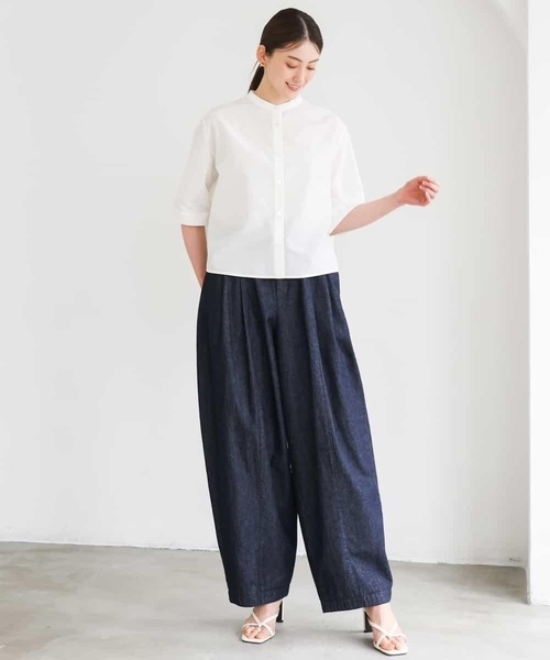 MICHEL KLEIN(ミッシェル・クラン)の「バンドカラーテントラインシャツ(シャツ/ブラウス・レディース・ネイビー/ホワイト・38)」の14枚目の写真