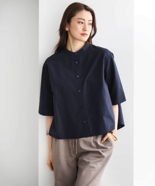 MICHEL KLEIN(ミッシェル・クラン)の「バンドカラーテントラインシャツ(シャツ/ブラウス・レディース・ネイビー/ホワイト・38)」の15枚目の写真