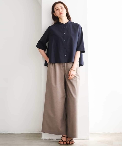MICHEL KLEIN(ミッシェル・クラン)の「バンドカラーテントラインシャツ(シャツ/ブラウス・レディース・ネイビー/ホワイト・38)」の18枚目の写真