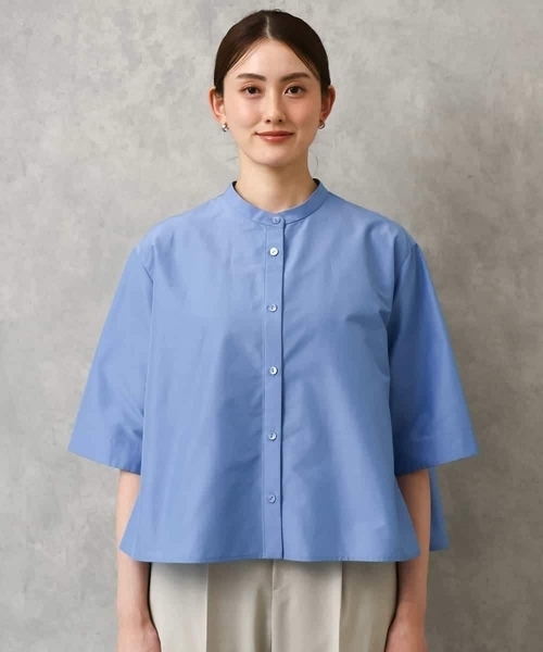MICHEL KLEIN(ミッシェル・クラン)の「バンドカラーテントラインシャツ(シャツ/ブラウス・レディース・ネイビー/ホワイト・38)」の21枚目の写真