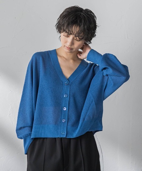 MAYSON GREY(メイソングレイ)の「シアージャガードドルマンニットカーディガン(カーディガン/ボレロ・レディース・オレンジ/ホワイト/チャコールグレー/ブルー・M)」の3枚目の写真