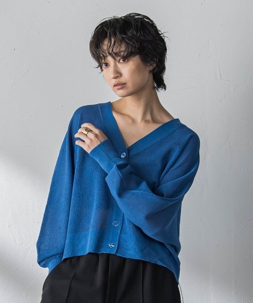 MAYSON GREY(メイソングレイ)の「シアージャガードドルマンニットカーディガン(カーディガン/ボレロ・レディース・オレンジ/ホワイト/チャコールグレー/ブルー・M)」の10枚目の写真