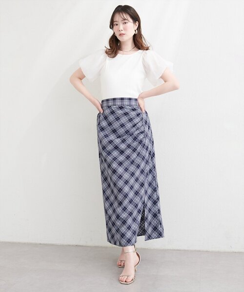 natural couture(ナチュラルクチュール)の「アシメギャザーデザインスカート(スカート・レディース・オフホワイト/サックスブルー/ネイビー/ミント・FREE)」の19枚目の写真