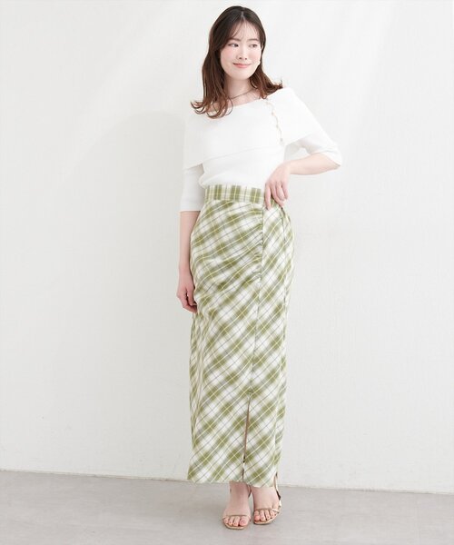 natural couture(ナチュラルクチュール)の「アシメギャザーデザインスカート(スカート・レディース・オフホワイト/サックスブルー/ネイビー/ミント・FREE)」の14枚目の写真