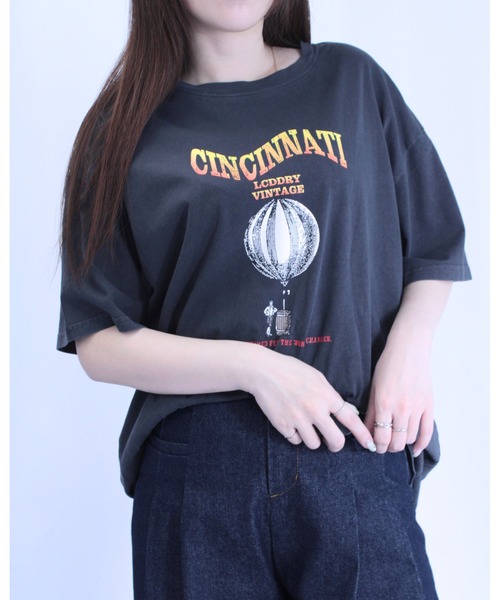 amini(アミニ)の「ピグメントプリントTシャツ(Tシャツ/カットソー・レディース・オレンジ/チャコールグレー/グレイッシュベージュ・MEDIUM)」の14枚目の写真