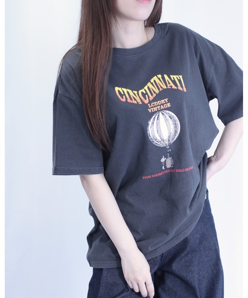 amini(アミニ)の「ピグメントプリントTシャツ(Tシャツ/カットソー・レディース・オレンジ/チャコールグレー/グレイッシュベージュ・MEDIUM)」の15枚目の写真