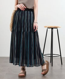 EGLANTINE セットアップ対応 ストライププリントロングスカート
