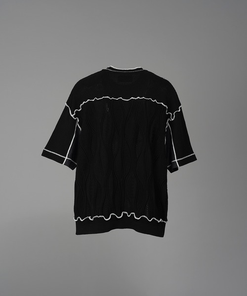 MAISON SPECIAL(メゾンスペシャル)の「《UNISEX》Mixed Materials Docking Prime-Over Lettuce-edge Knit T-shirt/異素材ドッキングプライムオーバーメロウニットTシャツ【MAISON SPECIAL/メゾンスペシャル】(Tシャツ/カットソー・メンズ・ブラック/グレイッシュベージュ・0/1/2)」の9枚目の写真