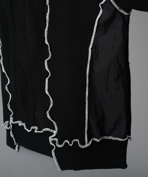 MAISON SPECIAL(メゾンスペシャル)の「《UNISEX》Mixed Materials Docking Prime-Over Lettuce-edge Knit T-shirt/異素材ドッキングプライムオーバーメロウニットTシャツ【MAISON SPECIAL/メゾンスペシャル】(Tシャツ/カットソー・メンズ・ブラック/グレイッシュベージュ・0/1/2)」の12枚目の写真