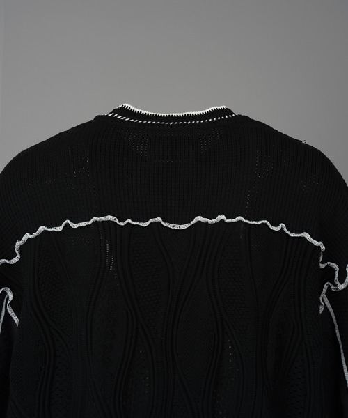 MAISON SPECIAL(メゾンスペシャル)の「《UNISEX》Mixed Materials Docking Prime-Over Lettuce-edge Knit T-shirt/異素材ドッキングプライムオーバーメロウニットTシャツ【MAISON SPECIAL/メゾンスペシャル】(Tシャツ/カットソー・メンズ・ブラック/グレイッシュベージュ・0/1/2)」の13枚目の写真