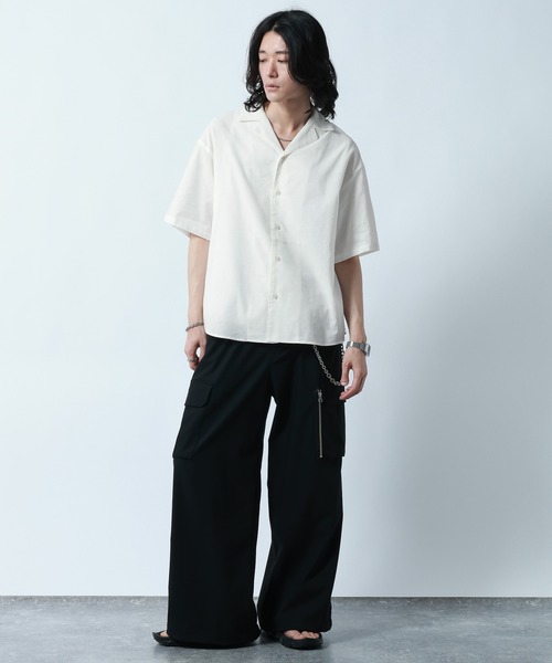 RAGEBLUE(レイジブルー)の「Linen Open Collar Shirt/リネンブレンド/オープンカラーシャツ(シャツ/ブラウス・メンズ・ホワイト/ブラック/ブルー・MEDIUM/LARGE)」の20枚目の写真