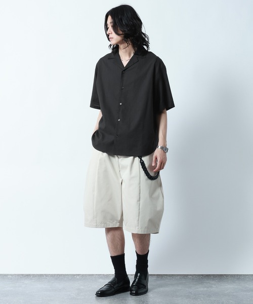 RAGEBLUE(レイジブルー)の「Linen Open Collar Shirt/リネンブレンド/オープンカラーシャツ(シャツ/ブラウス・メンズ・ホワイト/ブラック/ブルー・MEDIUM/LARGE)」の4枚目の写真
