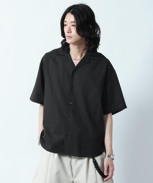 RAGEBLUE(レイジブルー)の「Linen Open Collar Shirt/リネンブレンド/オープンカラーシャツ(シャツ/ブラウス・メンズ・ホワイト/ブラック/ブルー・MEDIUM/LARGE)」の7枚目の写真