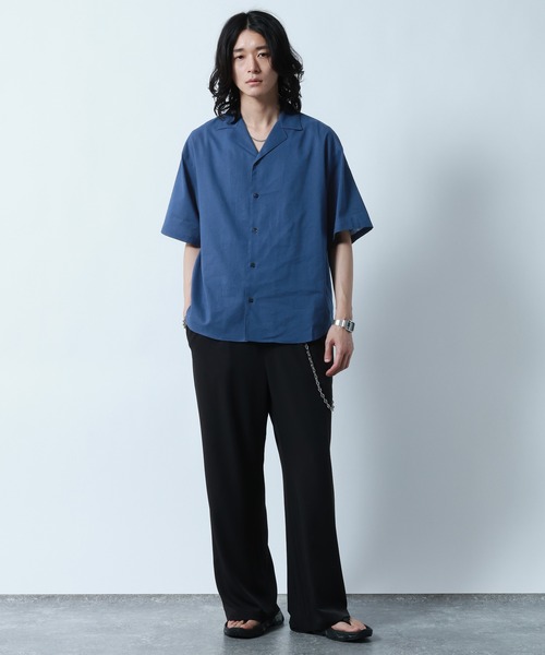 RAGEBLUE(レイジブルー)の「Linen Open Collar Shirt/リネンブレンド/オープンカラーシャツ(シャツ/ブラウス・メンズ・ホワイト/ブラック/ブルー・MEDIUM/LARGE)」の9枚目の写真