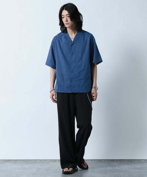 RAGEBLUE(レイジブルー)の「Linen Open Collar Shirt/リネンブレンド/オープンカラーシャツ(シャツ/ブラウス・メンズ・ホワイト/ブラック/ブルー・MEDIUM/LARGE)」の10枚目の写真