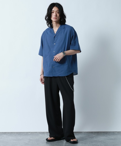 RAGEBLUE(レイジブルー)の「Linen Open Collar Shirt/リネンブレンド/オープンカラーシャツ(シャツ/ブラウス・メンズ・ホワイト/ブラック/ブルー・MEDIUM/LARGE)」の11枚目の写真