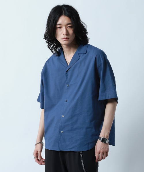 RAGEBLUE(レイジブルー)の「Linen Open Collar Shirt/リネンブレンド/オープンカラーシャツ(シャツ/ブラウス・メンズ・ホワイト/ブラック/ブルー・MEDIUM/LARGE)」の12枚目の写真
