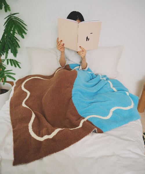 SAHIR(サヒール)の「【SAHIR サヒール】Mochimochi blanket M ブランケット(ブランケット・レディース・アイボリー/ブラウン/グリーン・0)」の2枚目の写真