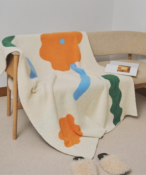SAHIR(サヒール)の「【SAHIR サヒール】Mochimochi blanket M ブランケット(ブランケット・レディース・アイボリー/ブラウン/グリーン・0)」の1枚目の写真