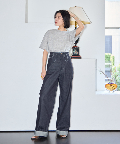 KURO(クロ)の「KURO UNINTENTIONAL FORM DENIM 964232:デニムパンツ(デニムパンツ・レディース・ネイビー・SMALL/MEDIUM)」の5枚目の写真