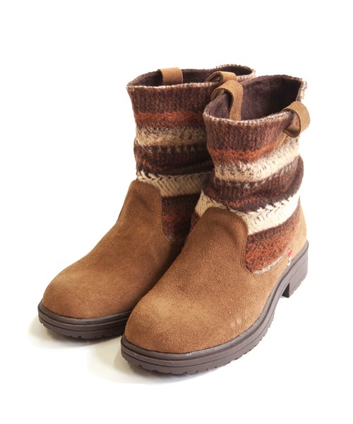 Minnetonka(ミネトンカ)の「MINNETONKA(ミネトンカ) / JOLI ニットスエードショートブーツ(ブーツ・レディース・ブラウン・6)」の2枚目の写真