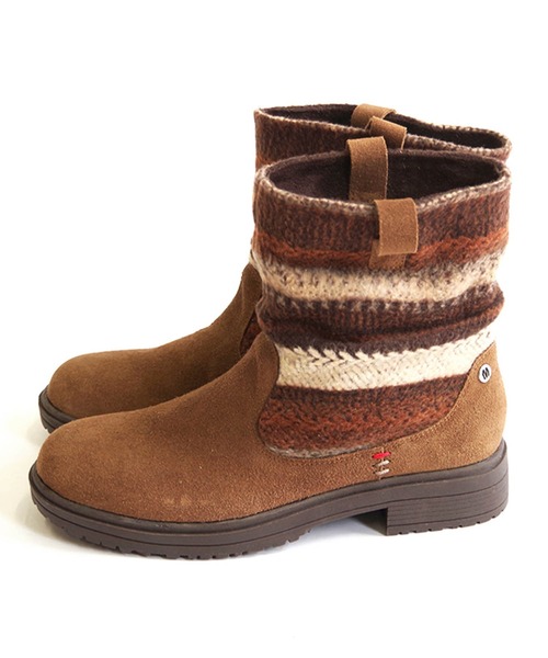 Minnetonka(ミネトンカ)の「MINNETONKA(ミネトンカ) / JOLI ニットスエードショートブーツ(ブーツ・レディース・ブラウン・6)」の3枚目の写真
