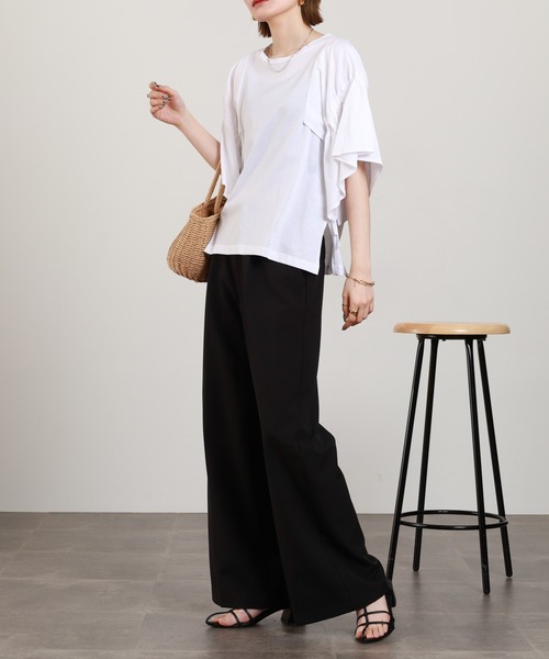 EGLANTINE(エグランティーヌ)の「EGLANTINE フレアスリーブカットソー(Tシャツ/カットソー・レディース・ロイヤルブルー/オフホワイト/ブラック・38)」の10枚目の写真