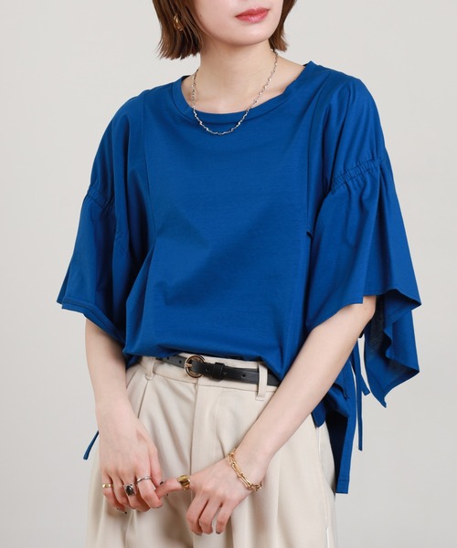 EGLANTINE(エグランティーヌ)の「EGLANTINE フレアスリーブカットソー(Tシャツ/カットソー・レディース・ロイヤルブルー/オフホワイト/ブラック・38)」の18枚目の写真