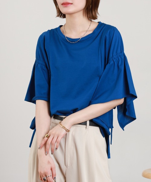 EGLANTINE(エグランティーヌ)の「EGLANTINE フレアスリーブカットソー(Tシャツ/カットソー・レディース・ロイヤルブルー/オフホワイト/ブラック・38)」の20枚目の写真