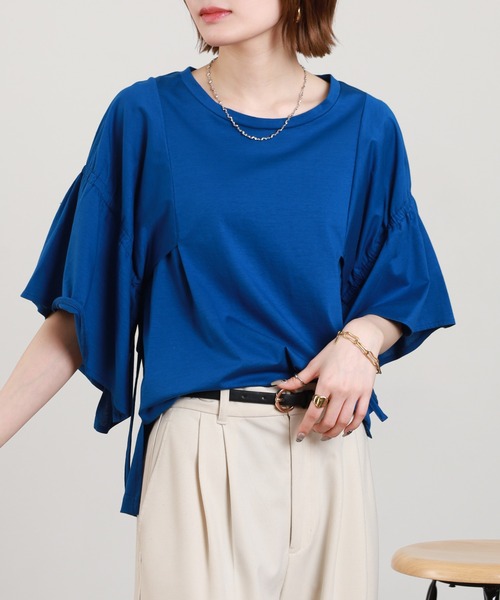 EGLANTINE(エグランティーヌ)の「EGLANTINE フレアスリーブカットソー(Tシャツ/カットソー・レディース・ロイヤルブルー/オフホワイト/ブラック・38)」の21枚目の写真
