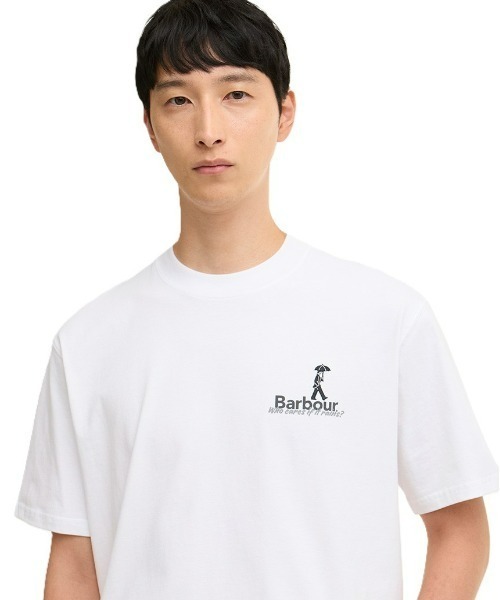 Barbour(バブアー)の「【Barbour】 why get wet graphic os t-shirt(Tシャツ/カットソー・メンズ・ホワイト/ブラック・38/40/36)」の6枚目の写真