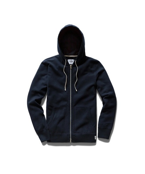 Lafayette(ラファイエット)の「レイニングチャンプ【Reigning Champ】- ジップフーディー【MIDWEIGHT TERRY SLIM ZIP HOODIE NAVY RC-3205-24FW】(パーカー・メンズ・ネイビー・M/XL)」の1枚目の写真