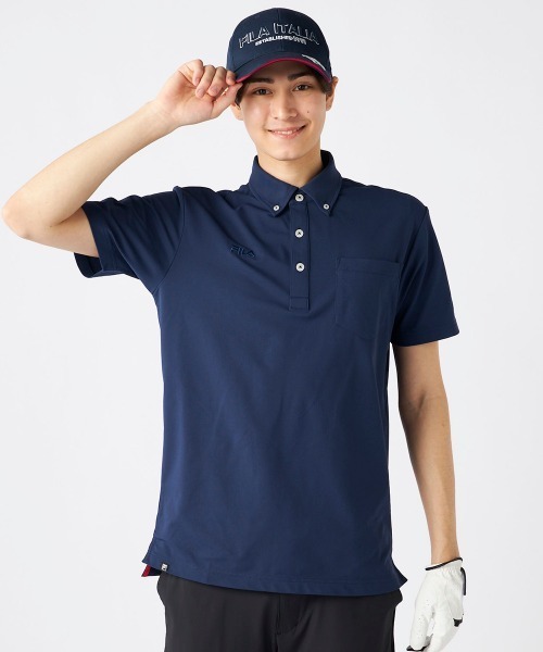 FILA GOLF(フィラゴルフ )の「【FILA GOLF:フィラゴルフ】半袖ボタンダウンシャツ ゴルフ(ポロシャツ・メンズ・ホワイト/ネイビー/ブラック・MEDIUM/X-LARGE/LARGE)」の3枚目の写真