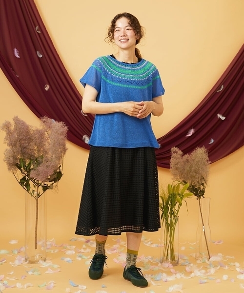 Jocomomola(ホコモモラ)の「Washi サマーニットプルオーバー(ニット/セーター・レディース・アイボリー/ブルー・40)」の3枚目の写真