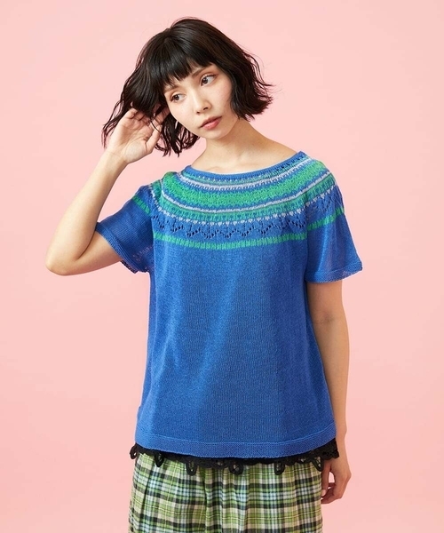 Jocomomola(ホコモモラ)の「Washi サマーニットプルオーバー(ニット/セーター・レディース・アイボリー/ブルー・40)」の5枚目の写真