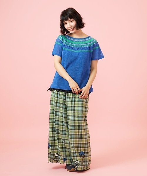 Jocomomola(ホコモモラ)の「Washi サマーニットプルオーバー(ニット/セーター・レディース・アイボリー/ブルー・40)」の6枚目の写真