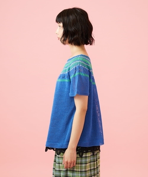 Jocomomola(ホコモモラ)の「Washi サマーニットプルオーバー(ニット/セーター・レディース・アイボリー/ブルー・40)」の7枚目の写真