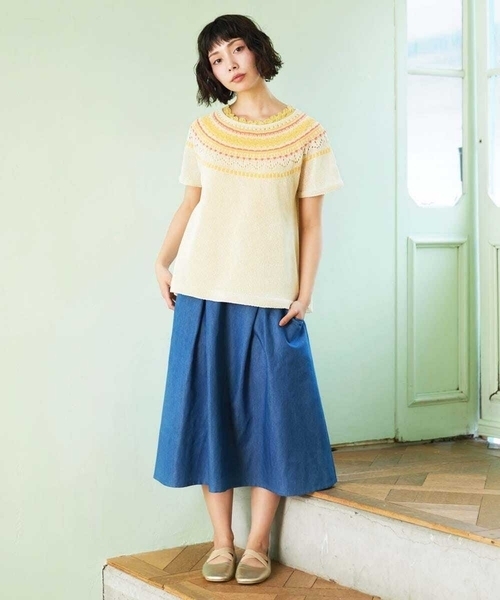 Jocomomola(ホコモモラ)の「Washi サマーニットプルオーバー(ニット/セーター・レディース・アイボリー/ブルー・40)」の15枚目の写真