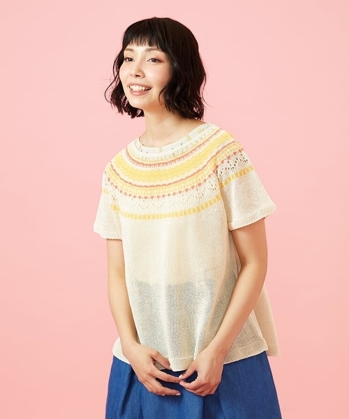 Jocomomola(ホコモモラ)の「Washi サマーニットプルオーバー(ニット/セーター・レディース・アイボリー/ブルー・40)」の20枚目の写真
