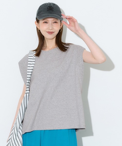 coca(coca)(コカ)の「ヘビーウェイトノースリーブワイドトップス(Tシャツ/カットソー・レディース・グレー/ブラック・L/M/S)」の9枚目の写真