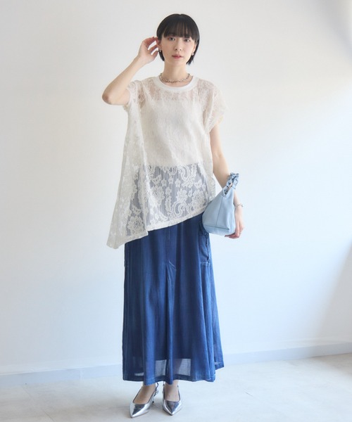 Paradise Picnic(パラダイスピクニック)の「33℃ シアーデニムカーゴフレアスカート(デニムスカート・レディース・ブラック/ブルー/ネイビー・FREE)」の11枚目の写真